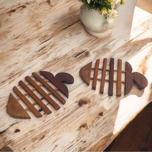 Handmade Strawberry Teak Wood Trivet for Hot Dishes, Pot Pan or Tea Pot Holder